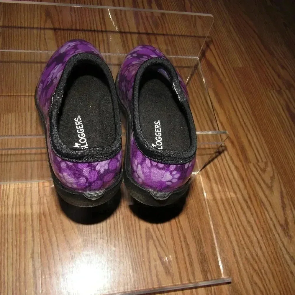 SLOGGERS Paw Print Purple Waterproof Shoes Size 6
